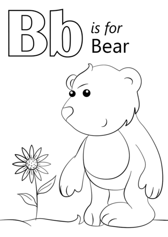 Letter B Is For Bear Coloring Page